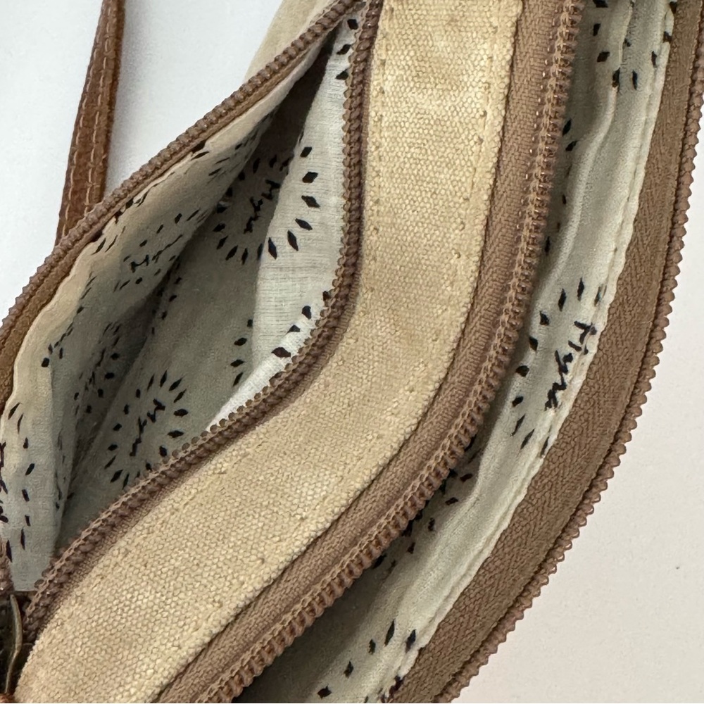 Myra Crossbody Bag Stamp Pocket Upcycled Canvas Country Cowhide Small Purse - Picture 12 of 15